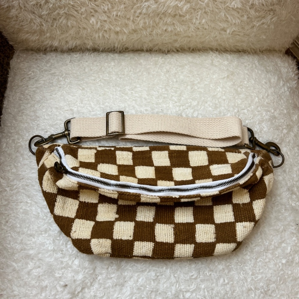JennaBeeHandmade Ochre and Cream Checkered Crossbody